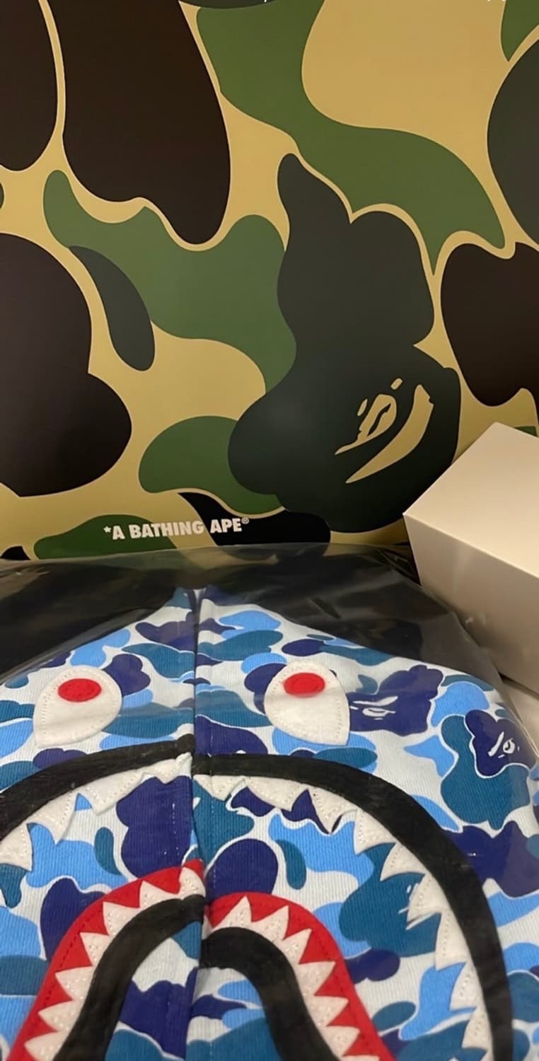 베이프 샤크 후드티 파랑 헤드 L 상품이미지2