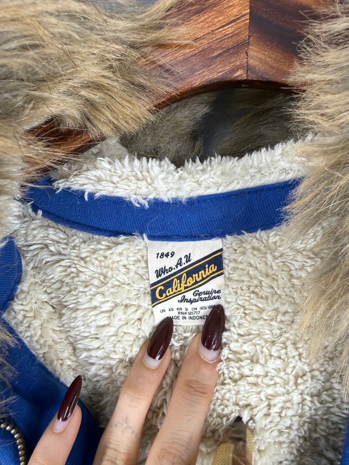 후아유 울프죠 쉐르파 후드집업 블루 E29 상품이미지5