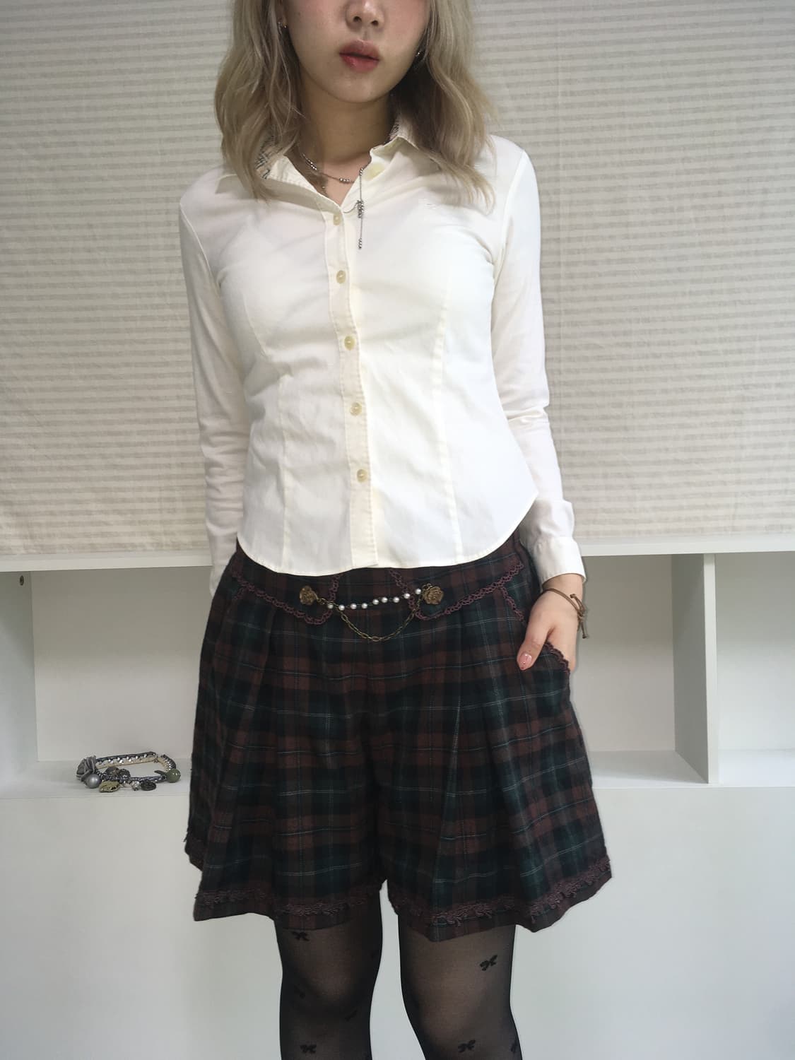 axes femme green burgundy check antique  상품이미지2