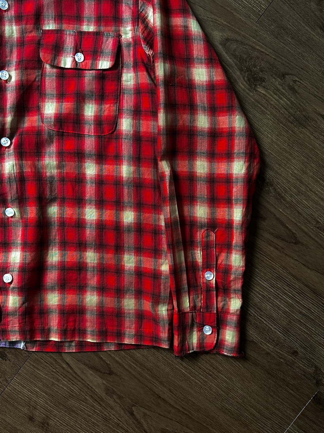 M.C.W 하프앤하프 옴브레 체크 셔츠 상품이미지10