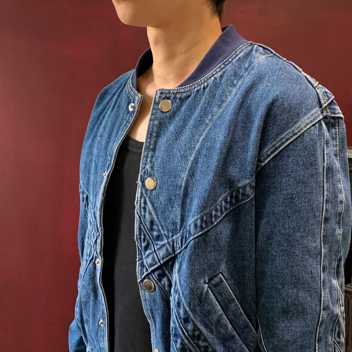 스테판 쿡 패널 데님 바시티 봄버 상품이미지4