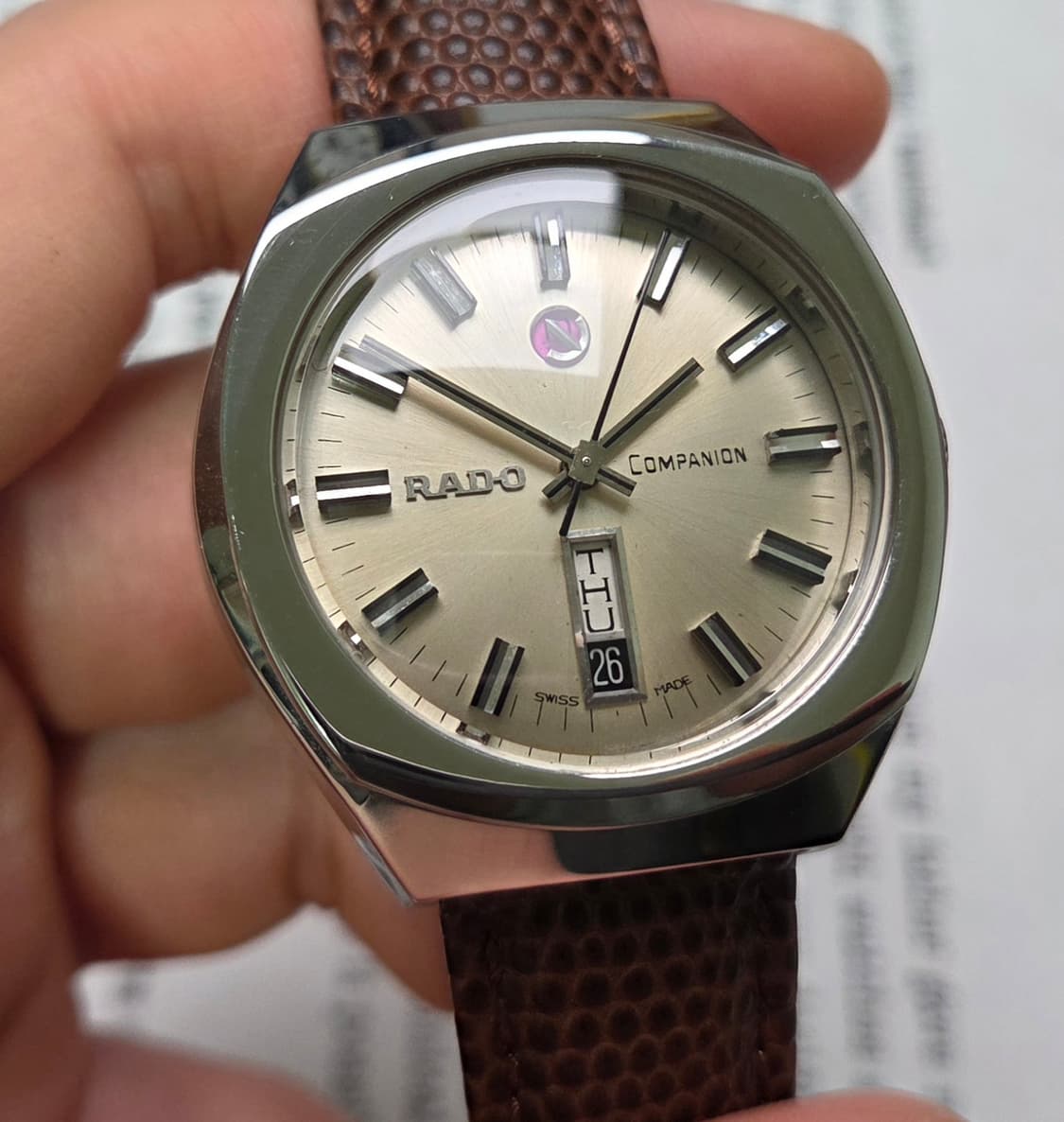 레어] 빈티지 라도 컴패니언 점보 순정 다이얼 와이드보이 데이데이트  상품이미지4