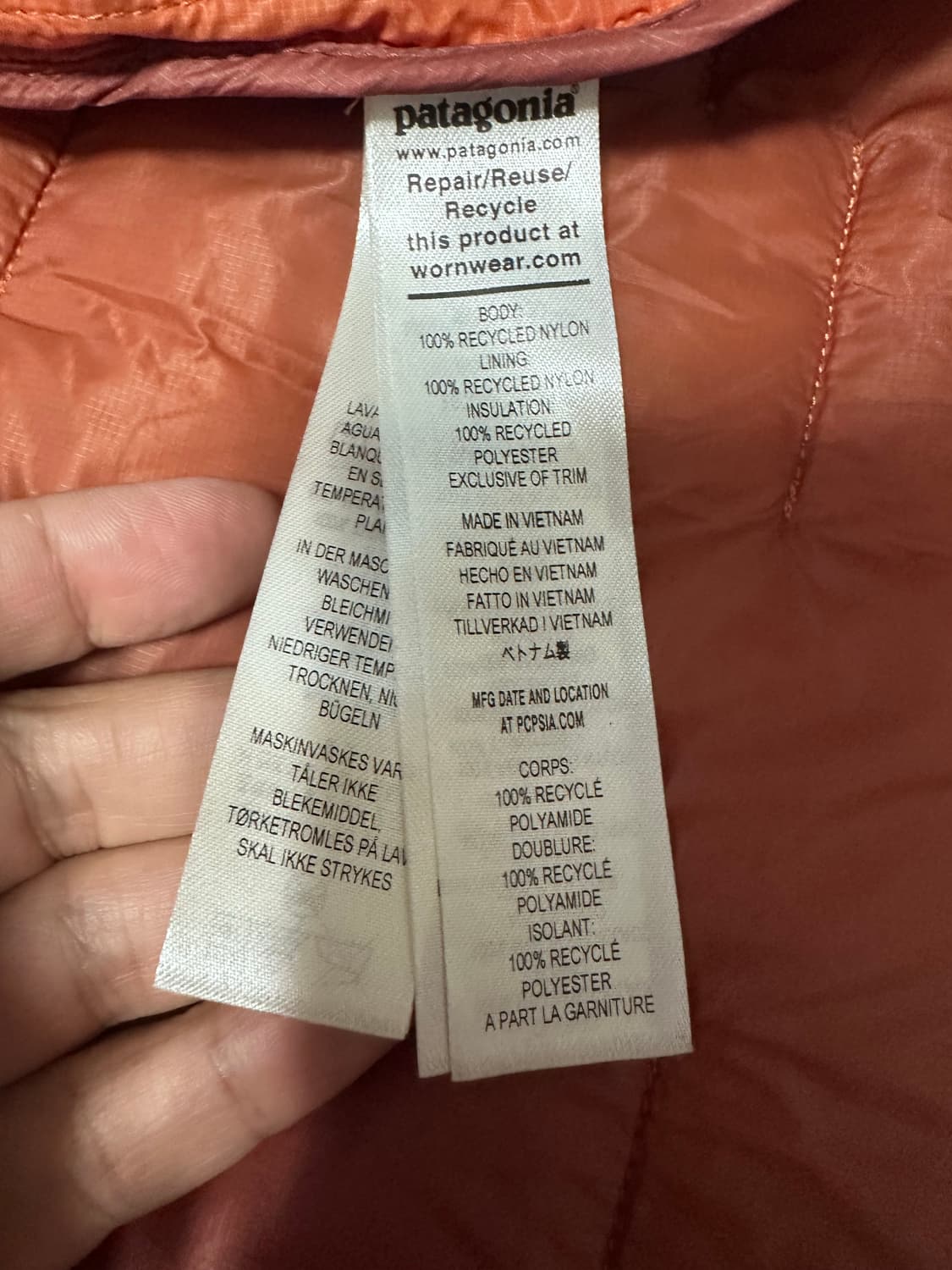 파타고니아 경량 다운 패딩 자켓 오렌지 XL 상품이미지4