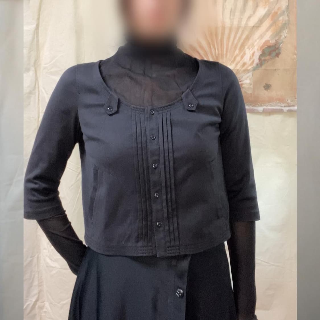 7부 블랙 셔링 가디건, 탑 상품이미지1