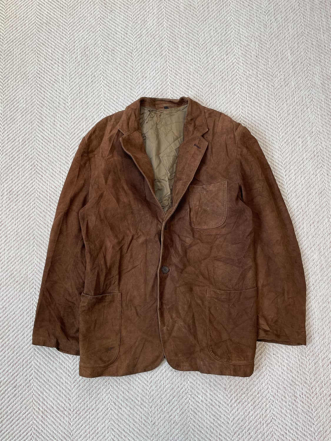 빈티지 스웨이드 가죽 싱글 버튼 테일러드 자켓  J03834 상품이미지1