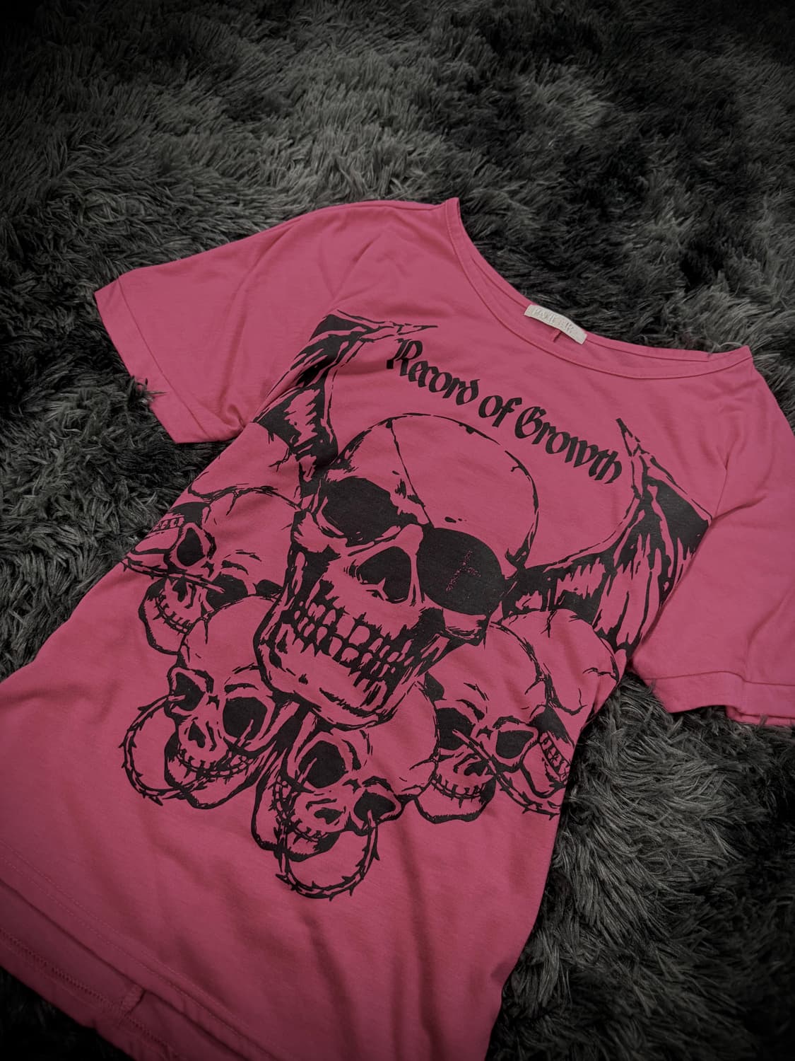 핑크 스컬 그래픽 반팔 티셔츠 상품이미지3