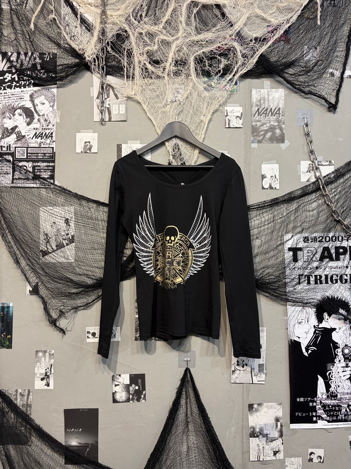 PUNK cubic skull Lace-up back longsleeve 상품이미지3