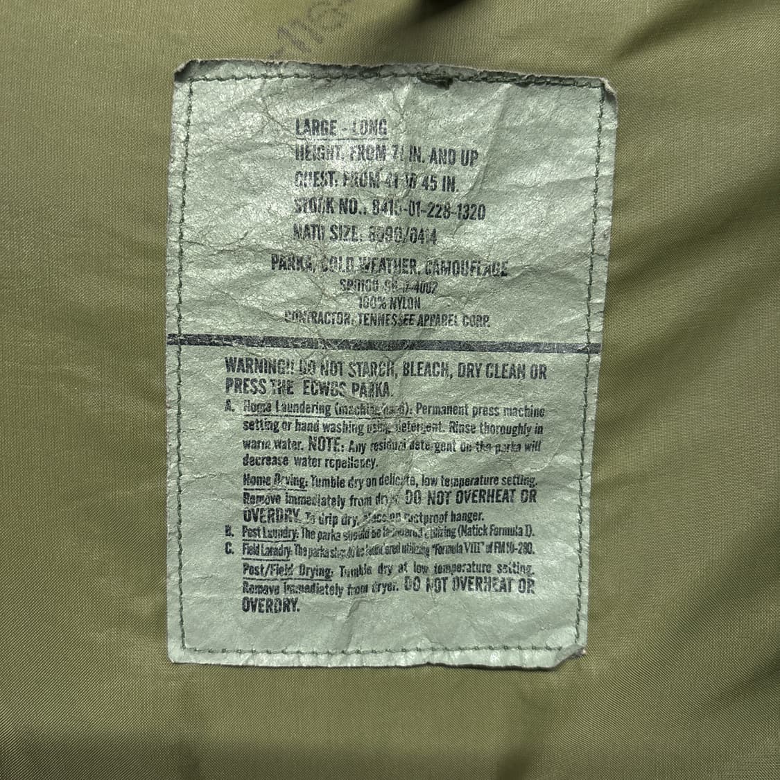 80s 오리지날 U.S ARMY ECWCS 파카 우드랜드 카모 N489 상품이미지9