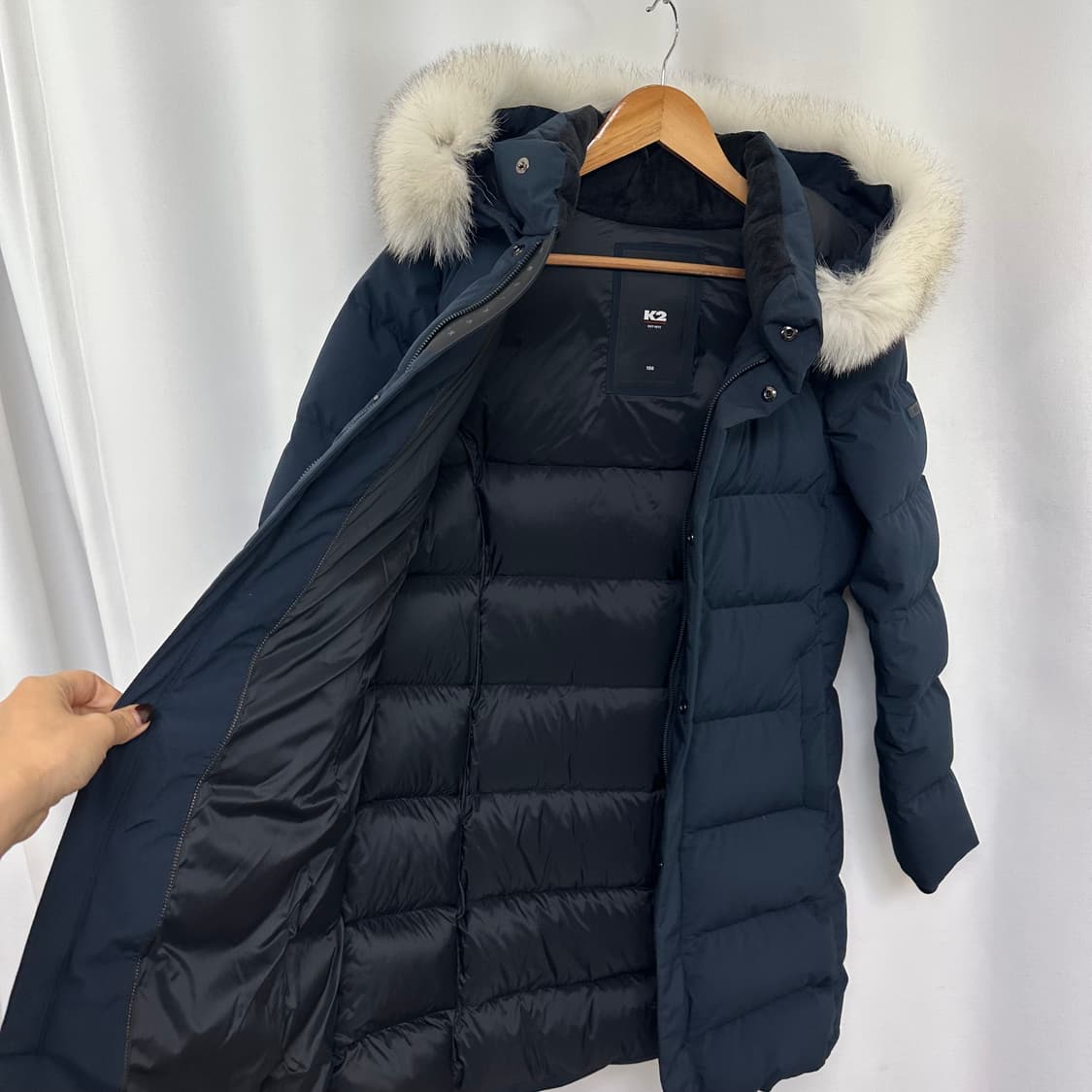 케이투 k2 여자 여우퍼 거위털 패딩 점퍼 네이비 100 상품이미지5