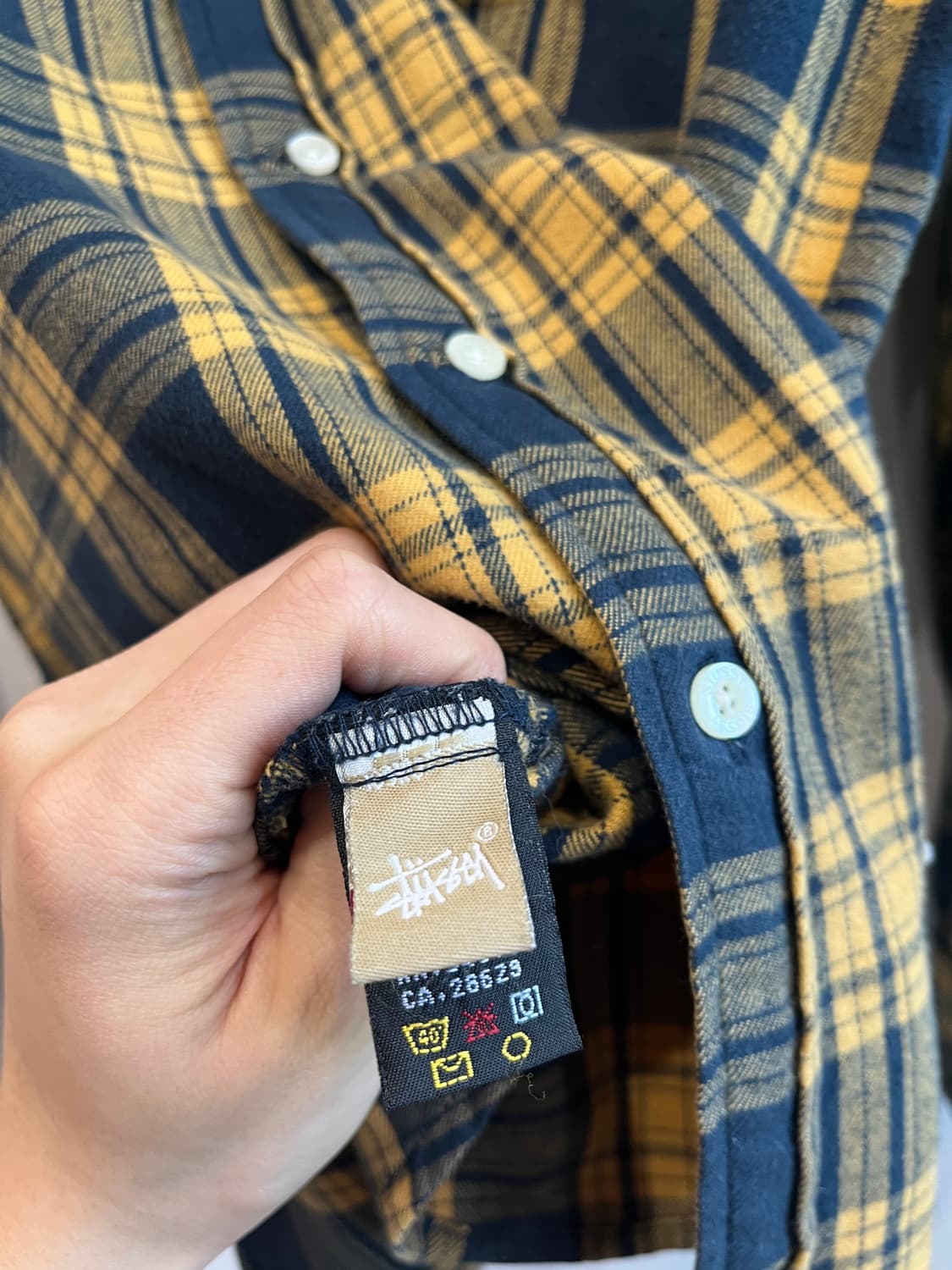 스투시 포켓 옐로우 플란넬 체크 셔츠 M 상품이미지6