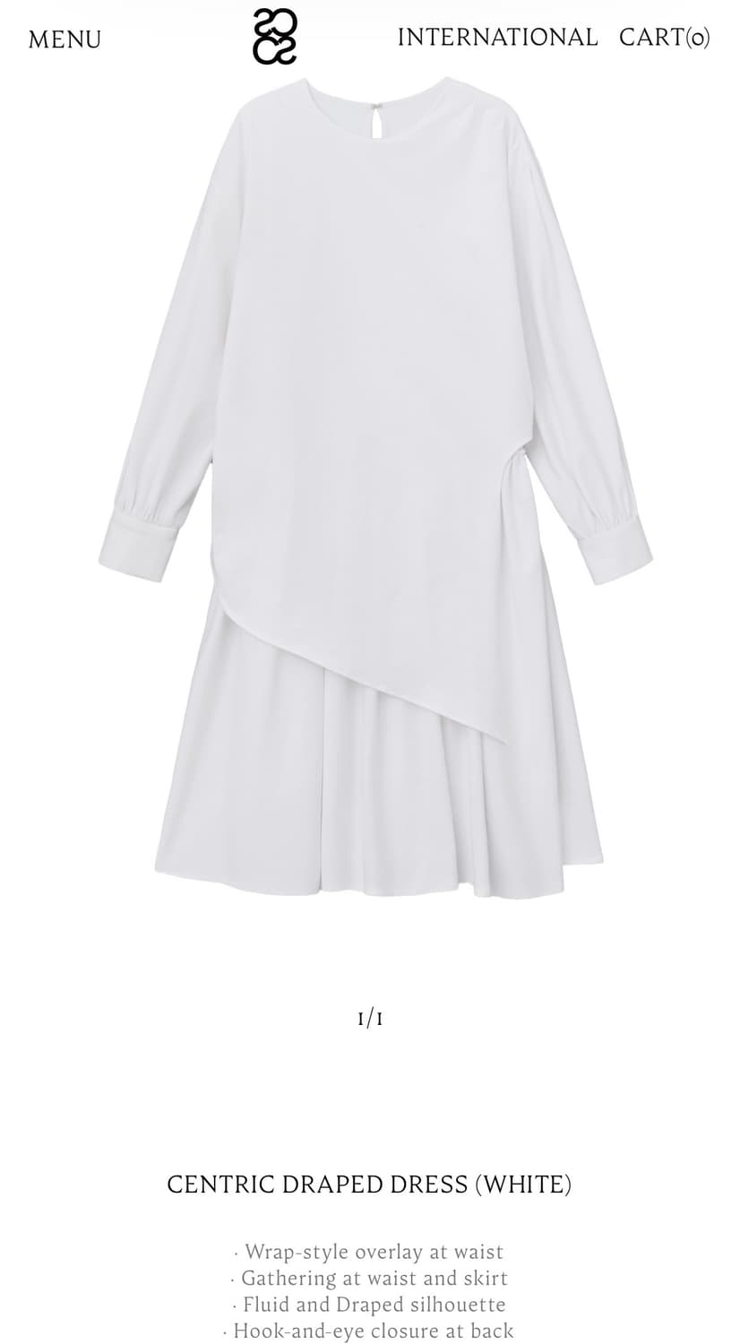 cosmoss centric draped dress white 상품이미지1