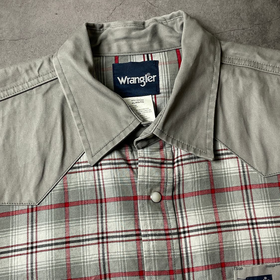 WRANGLER 랭글러 빈티지 그레이 체크 웨스턴 코튼셔츠 A00483 상품이미지2