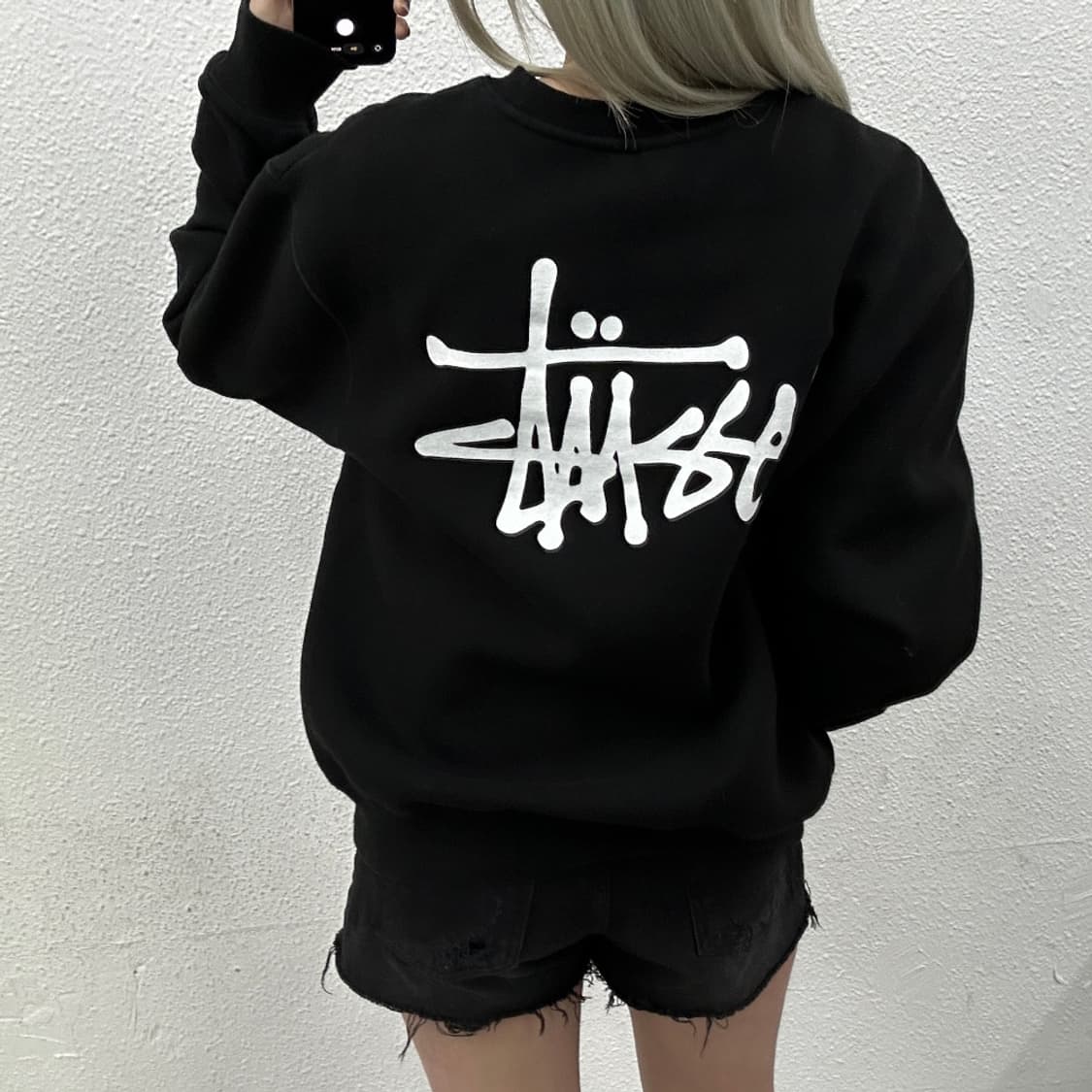 스투시 미니로고 블랙 맨투맨 M 상품이미지2