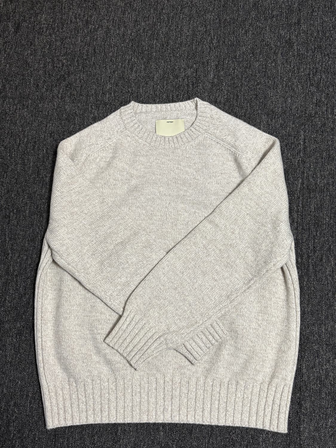 포터리 메리노울 멜란지 크루넥 니트 아이보리 4 상품이미지2