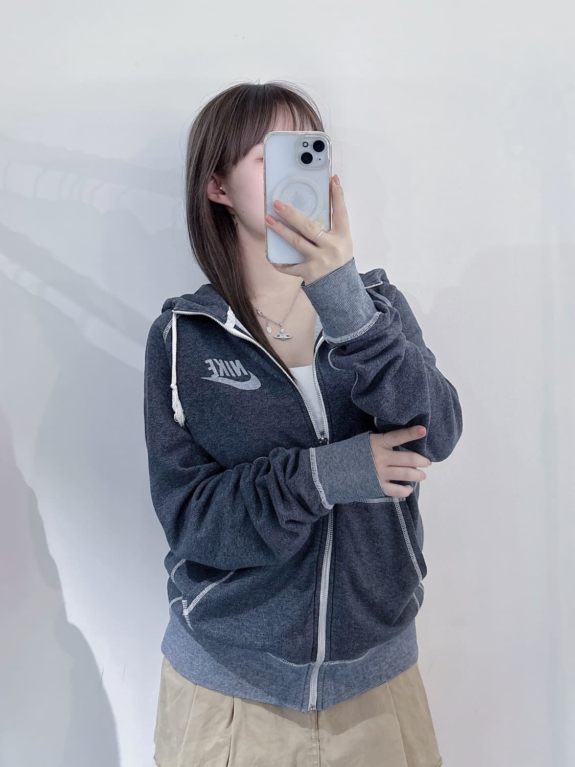 나이키 스티치 디테일 스우시 후드집업 상품이미지2