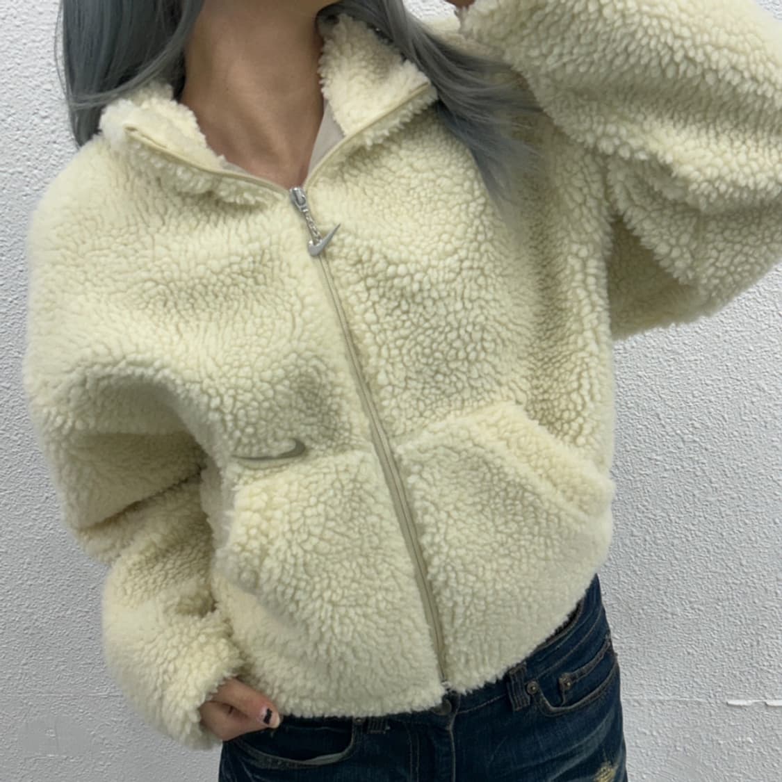 나이키 아이보리 뽀글이 자켓 L 상품이미지1