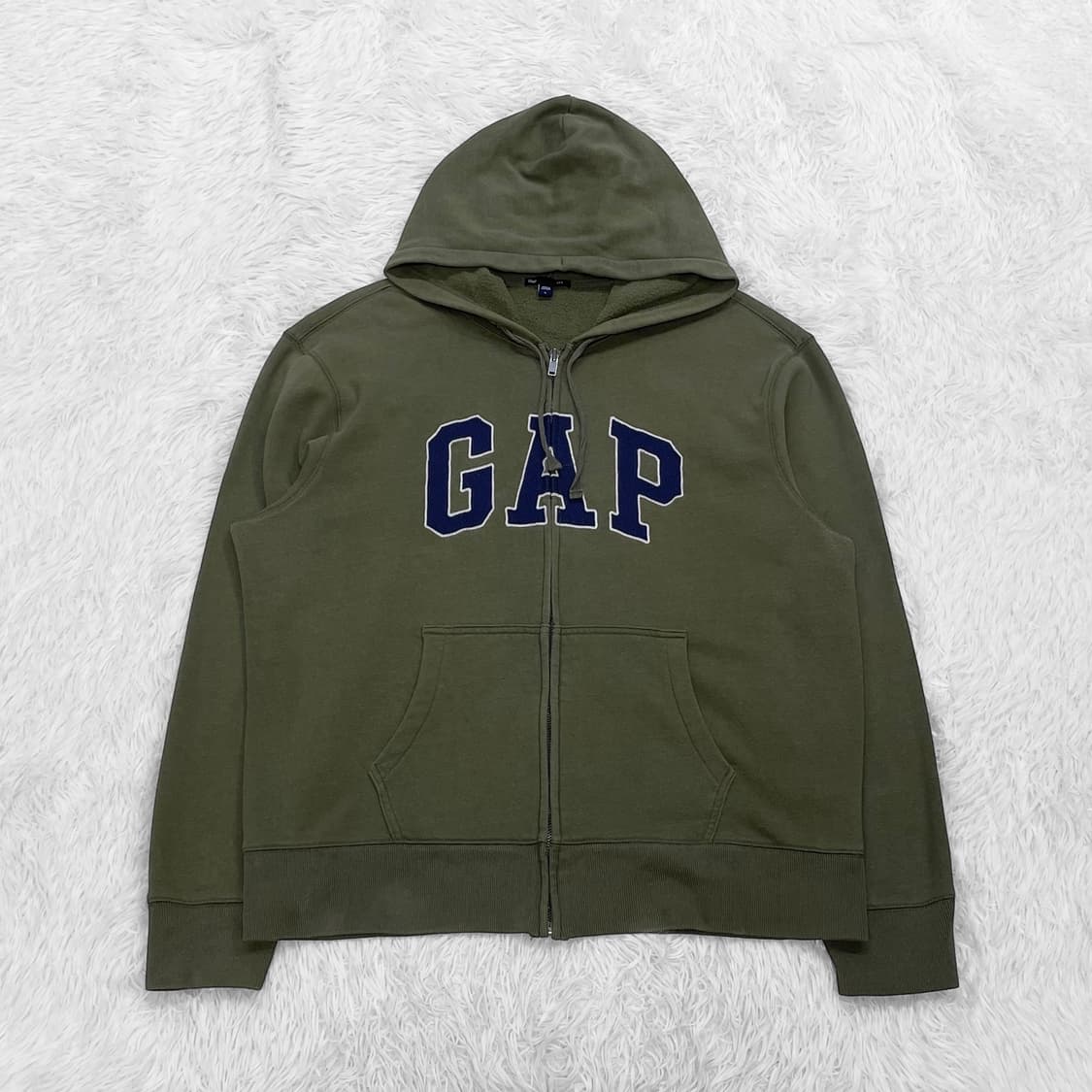 갭 Gap 스펠 로고 후드집업 카키 상품이미지2