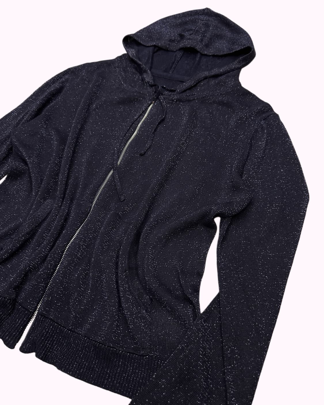 glitter navy knit hood zip-up 상품이미지2
