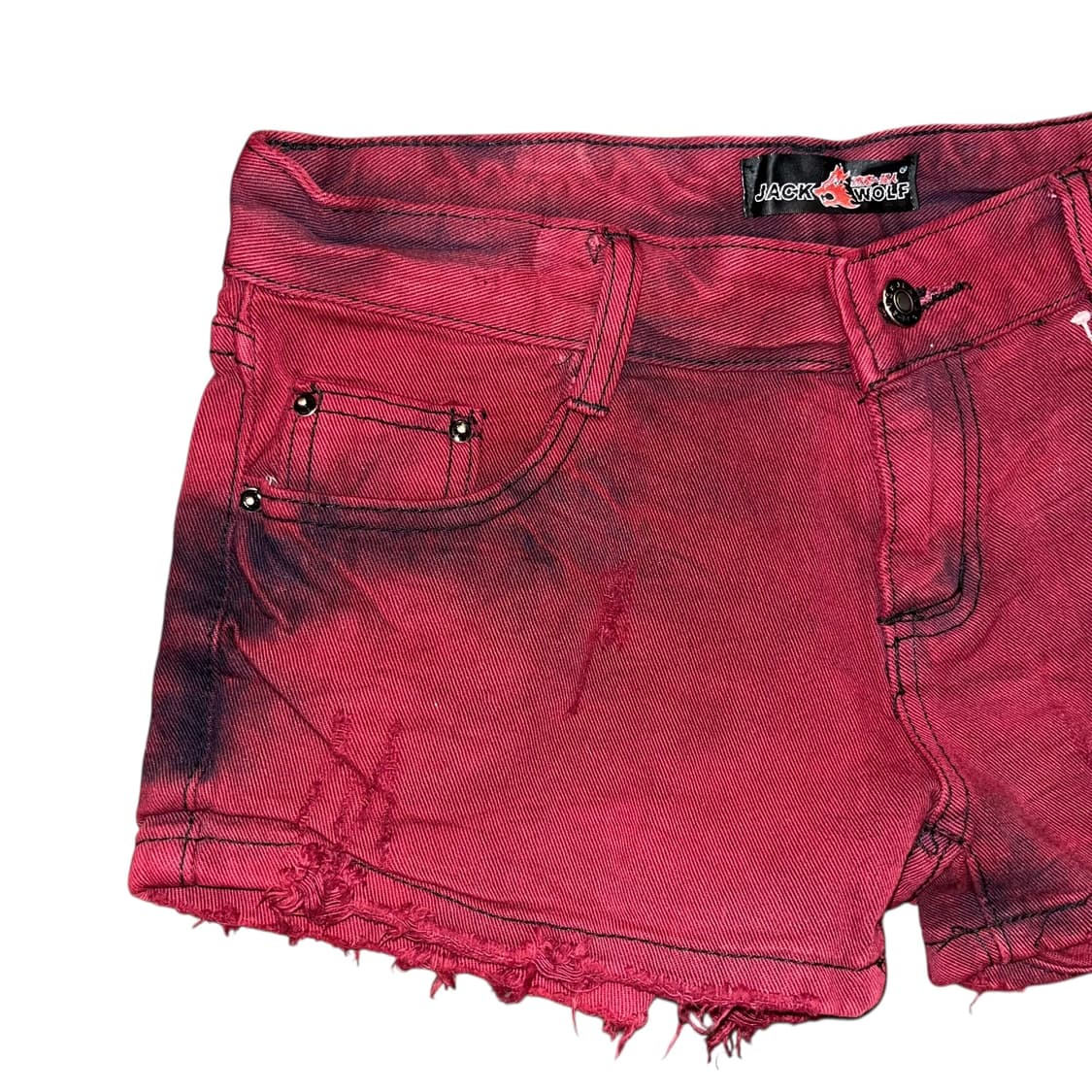 데미지 포인트 레드데님숏팬츠 갸루y2k펑크 상품이미지2