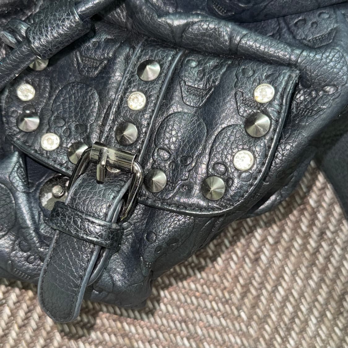 빈티지 고스 펑크 락 해골 가죽백팩 상품이미지3