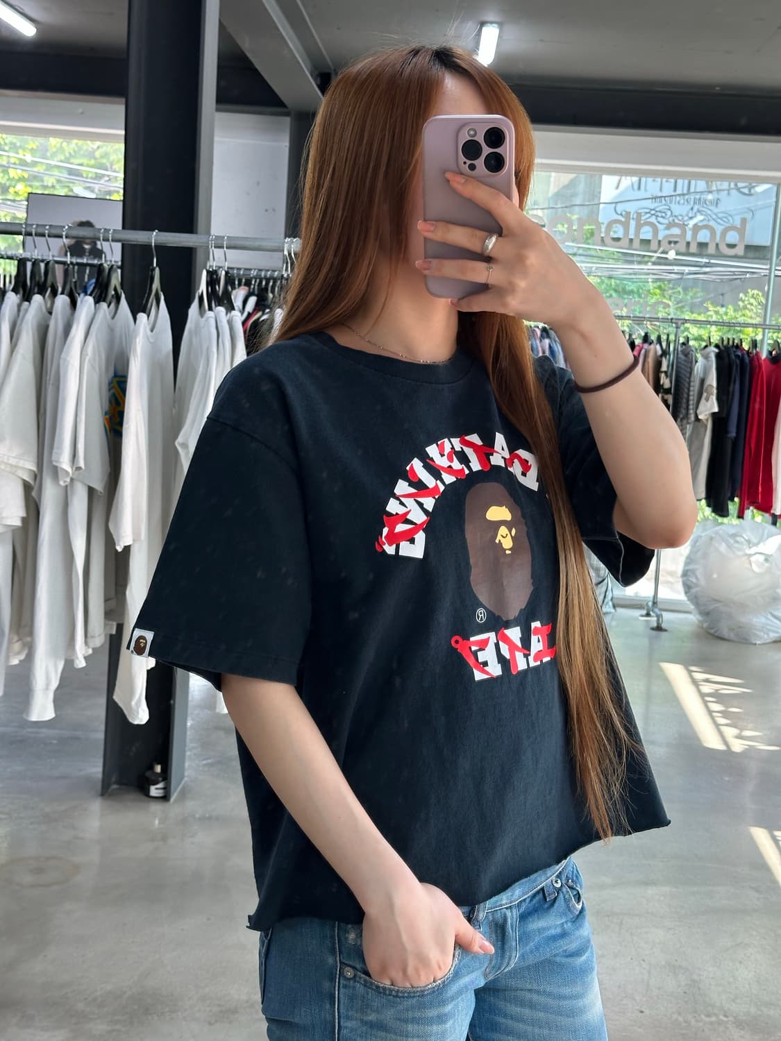 베이프 가타카나 컬리지 컷아웃반팔티 상품이미지2