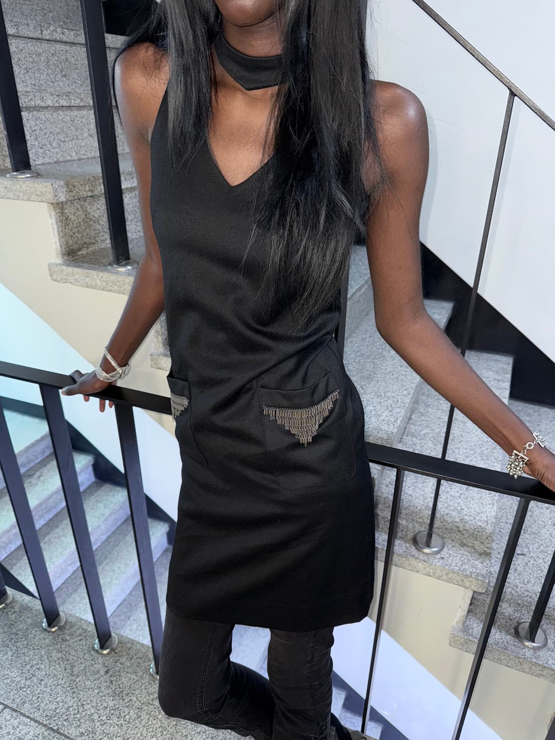 chain porket wool dress 상품이미지3