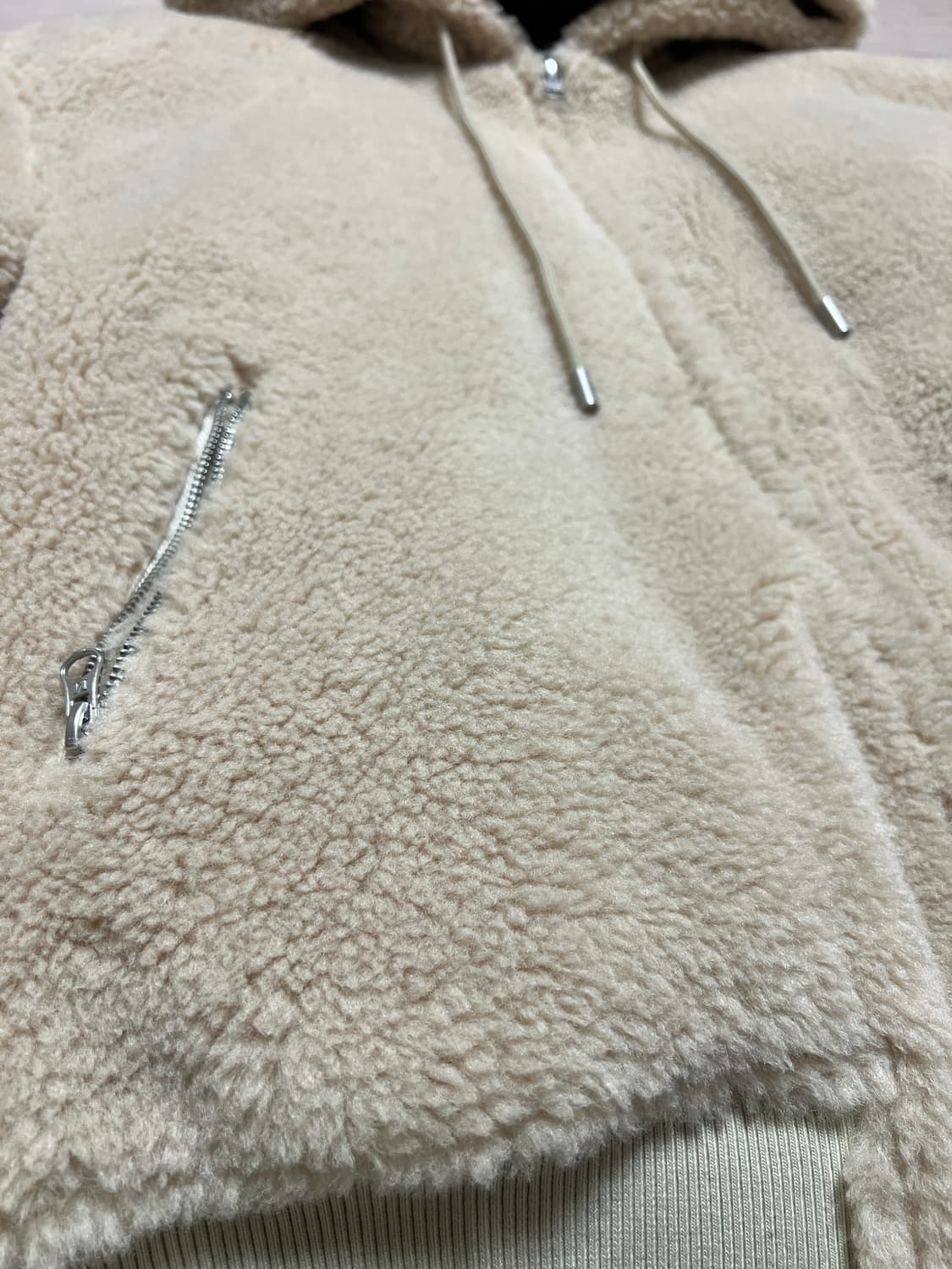 Matin Kim 로고 포인트 플리스 후디 집업 점퍼 베이지 / XL 상품이미지3