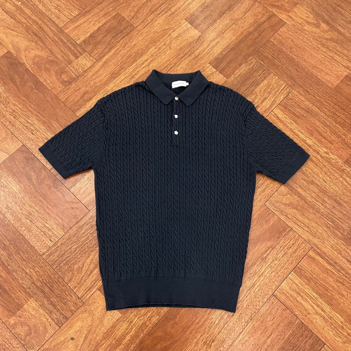 스테디에브리웨어 케이블 카라 반팔 니트 상품이미지1