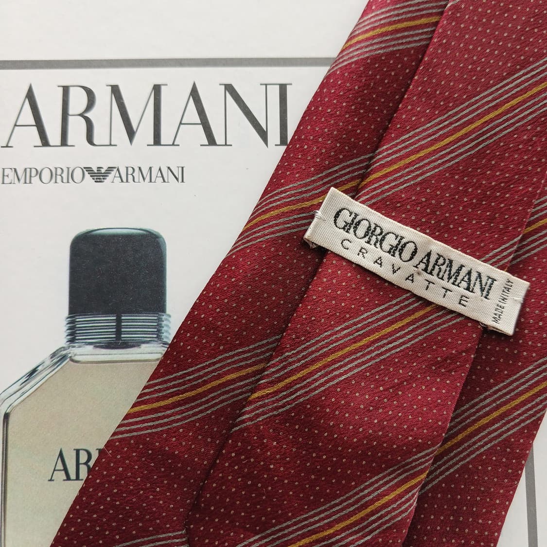 조르지오 아르마니 실크 버건디 넥타이 9.3cm A등급 A18763
 상품이미지5