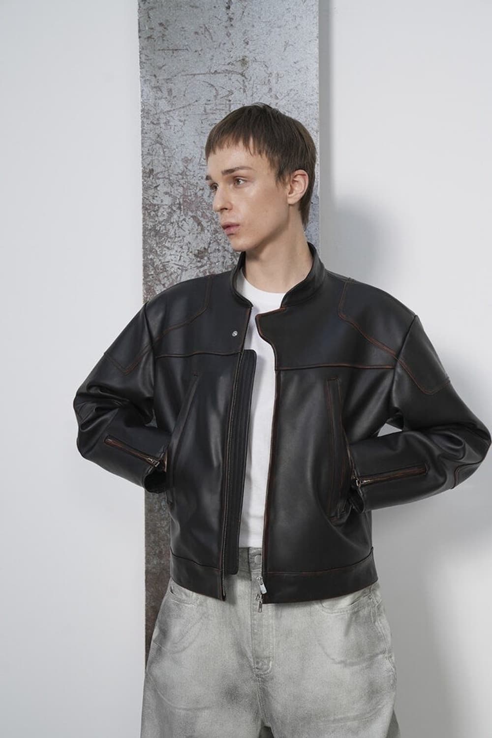 Yiyae 모디파이드 레더 바이커 자켓 M 상품이미지1