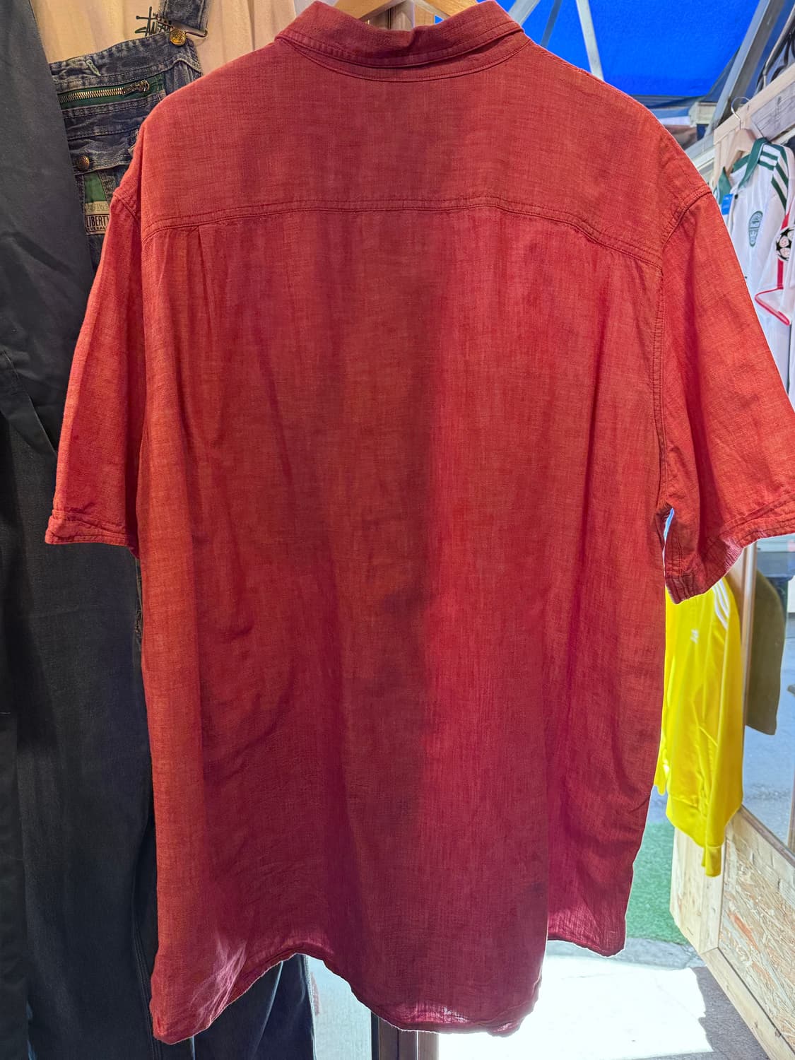 칼하트 레드 린넨 반팔셔츠 상품이미지4