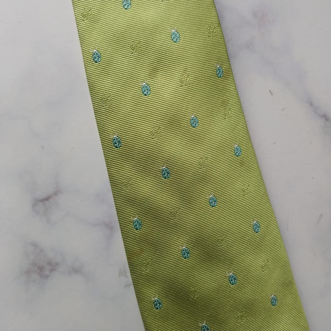 로에베 실크 라임 자수 넥타이 8.7cm A+~A등급 K1921 상품이미지7