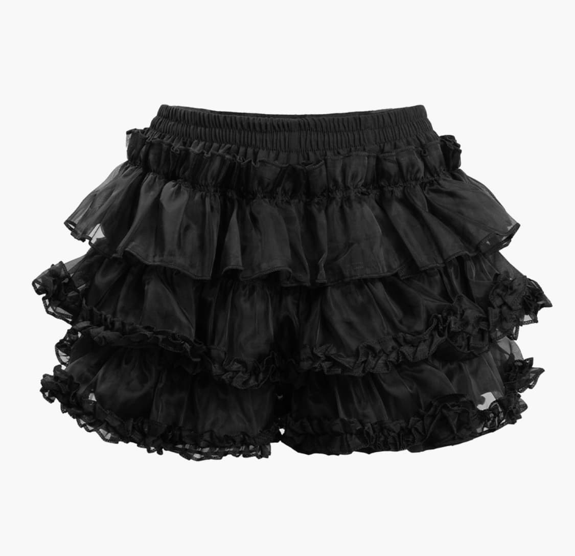 러프넥 튜튜 팬츠 스커트 블랙 상품이미지1