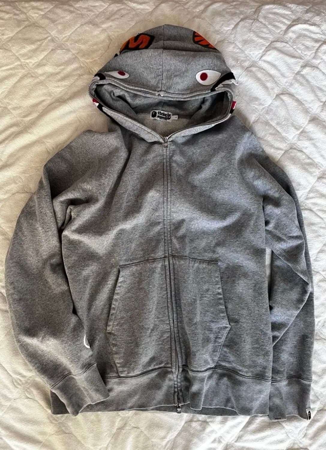 베이프 샤크 후드집업 그레이 L 상품이미지3