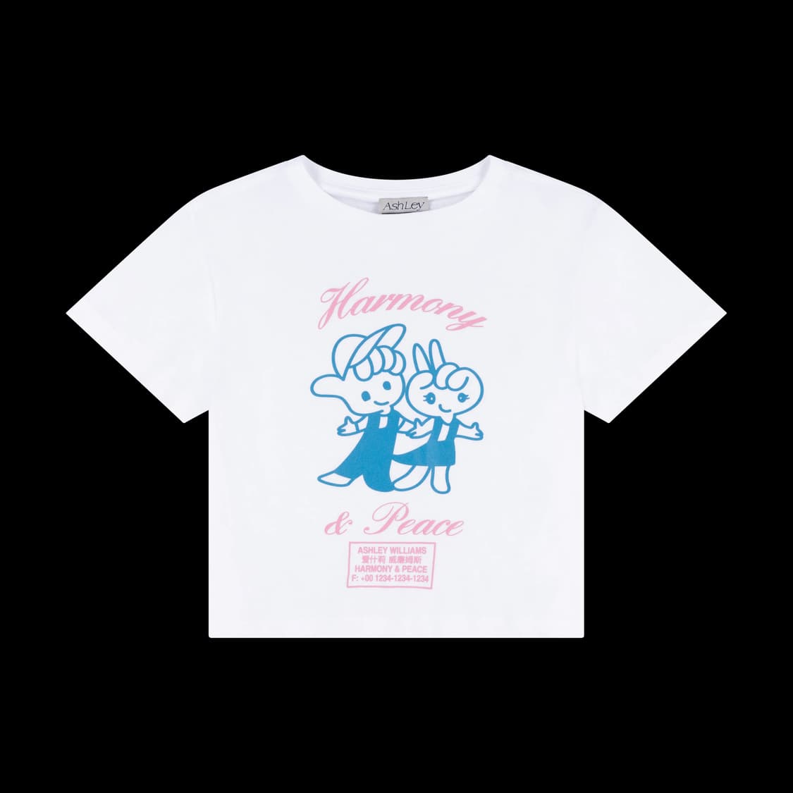 CROPPED T-SHIRT / HARMONY & PEACE - WHIT 상품이미지1