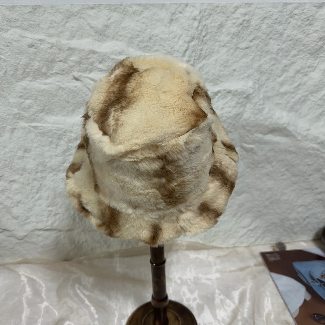 빈티지 래오바드 래빗 토끼털 모자 버킷햇 상품이미지3