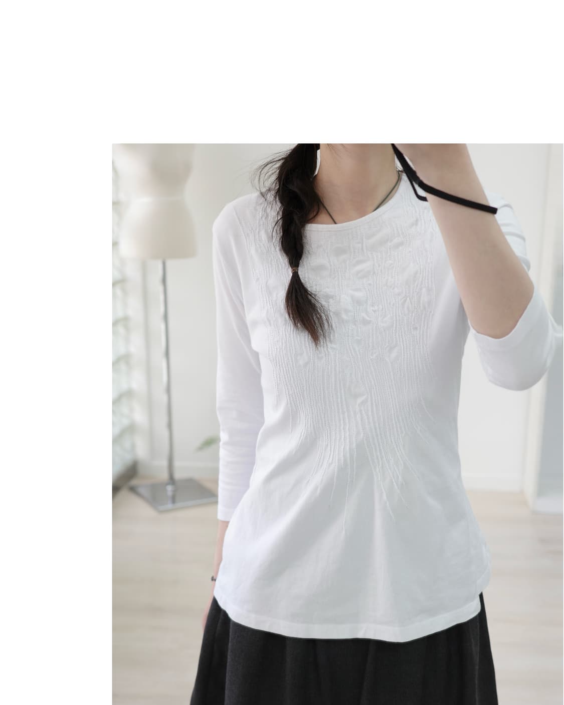 Dot pleats white sleeve 상품이미지1