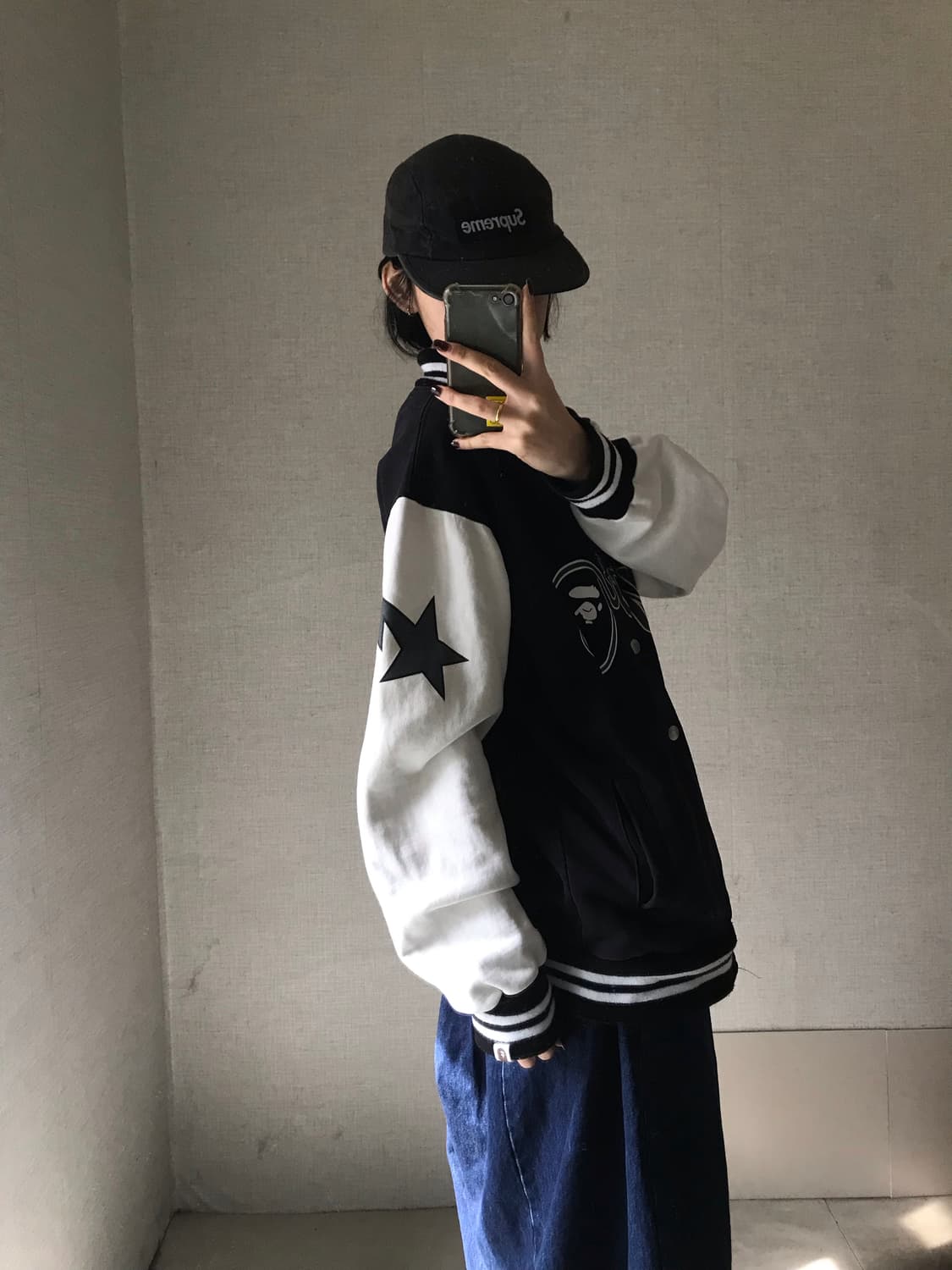 베이프 스타 빅로고 바시티자켓 상품이미지4