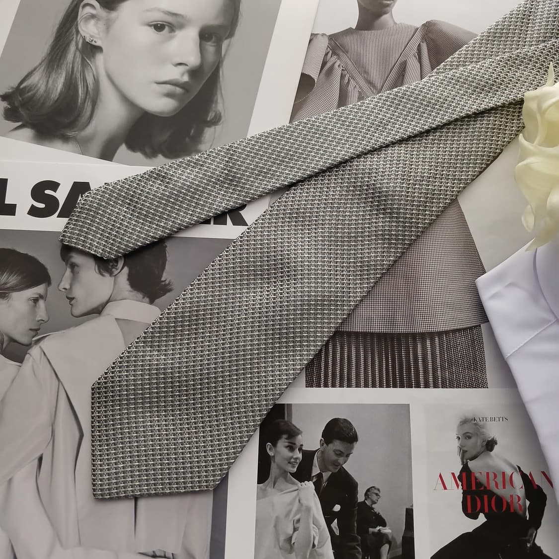 크리지아 우오모 실크 실버 자카드 넥타이 9.1cm A+등급 A18715 상품이미지2