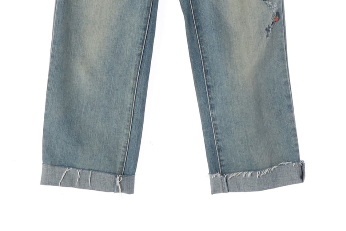 TIME 포스트모던 자수 디테일 크롭 데님 팬츠 상품이미지5