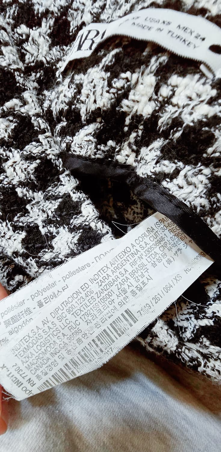 XS) ZARA 자라 체크 와이드팬츠 하이웨스트 트위드팬츠 상품이미지7