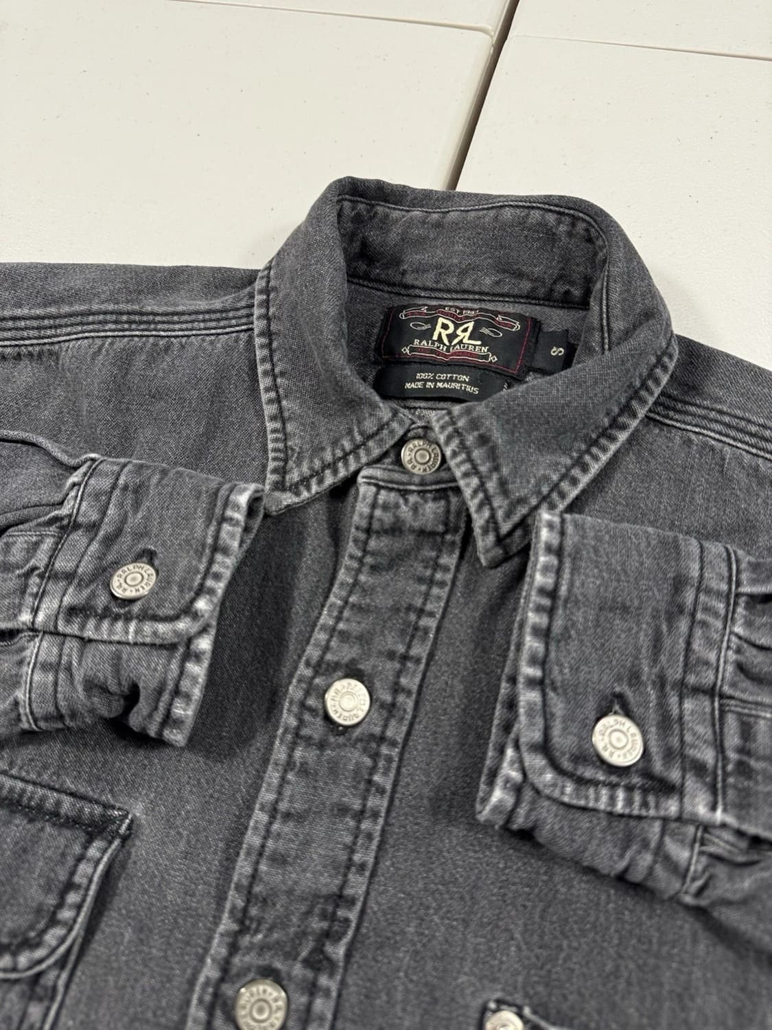 RRL 더블알엘 흑청 데님 셔츠 상품이미지3