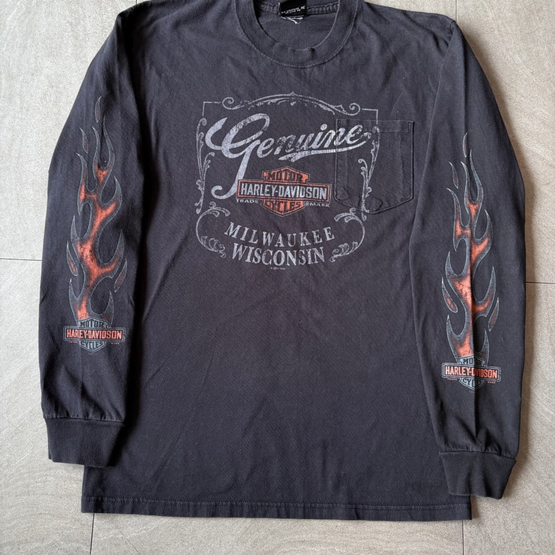 할리데이비슨 정품 블랙 긴팔 플레임 티셔츠 상품이미지4