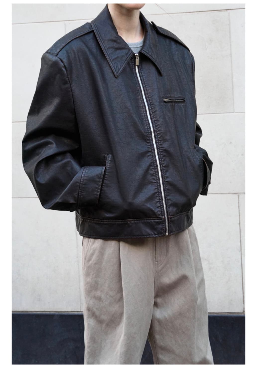 파사드패턴 빈티지레더재킷 다크브라운 M 상품이미지5