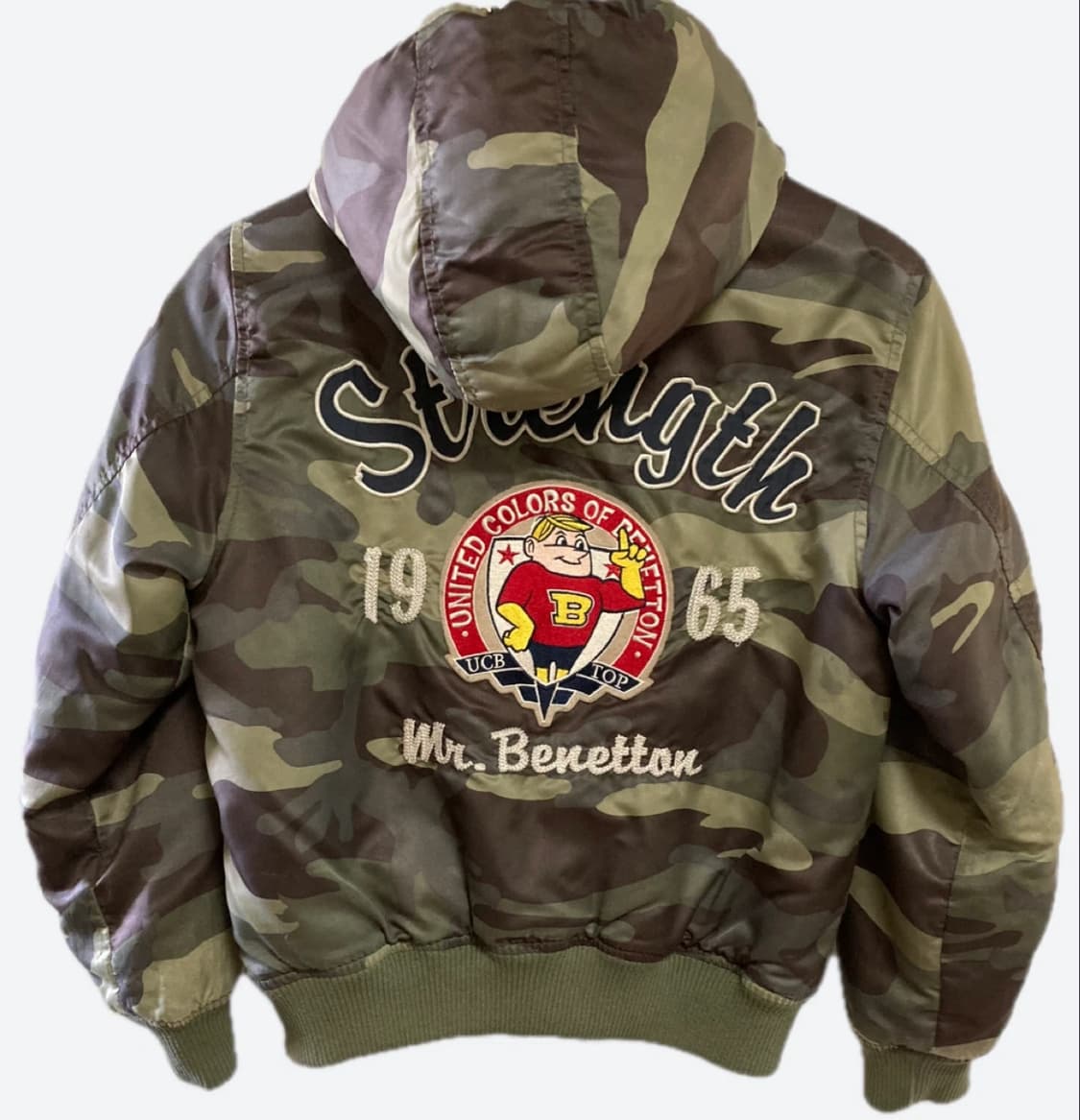베네통 카모 후드 자켓 S 상품이미지3