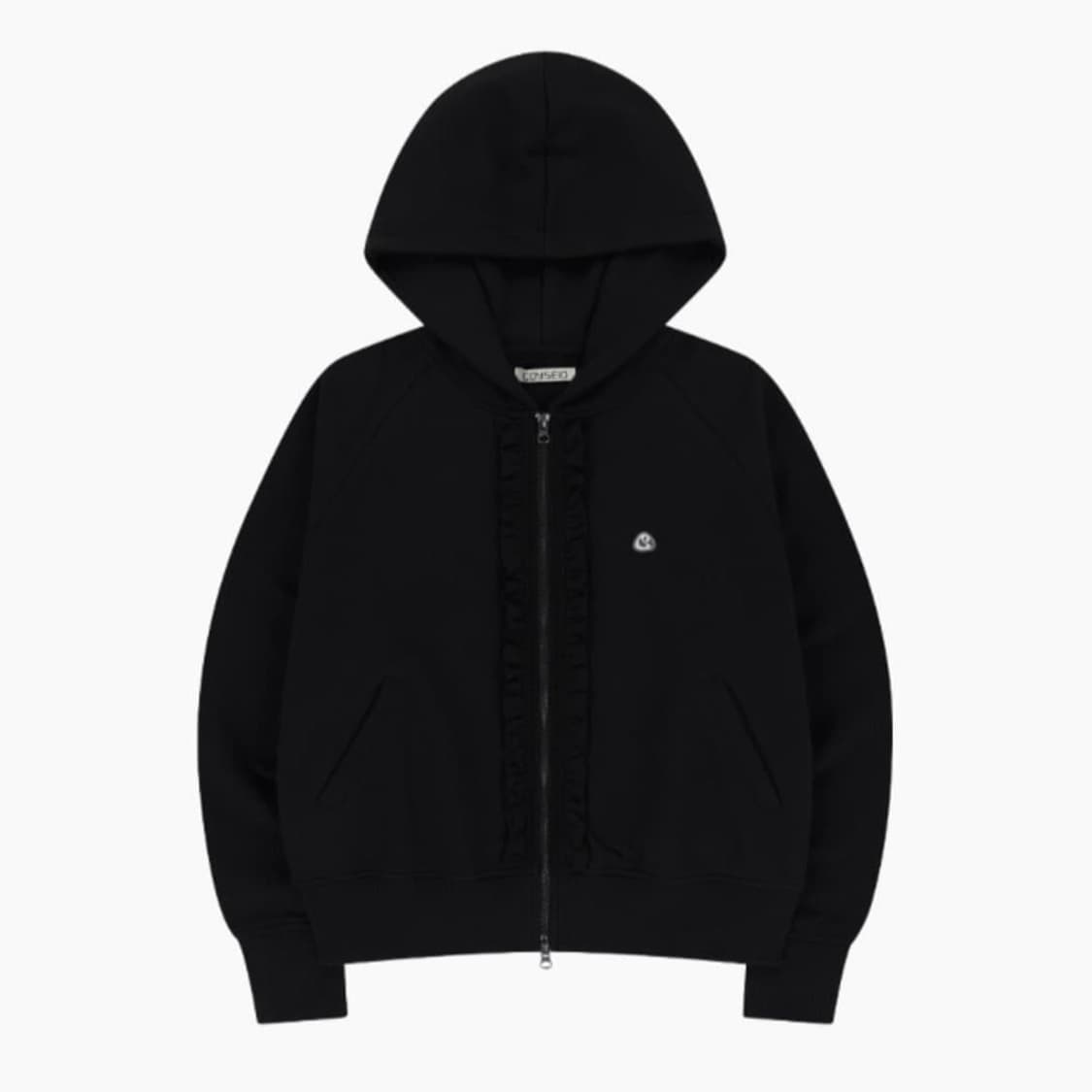 코이세이오 러플 레이스 후드집업 블랙 상품이미지1