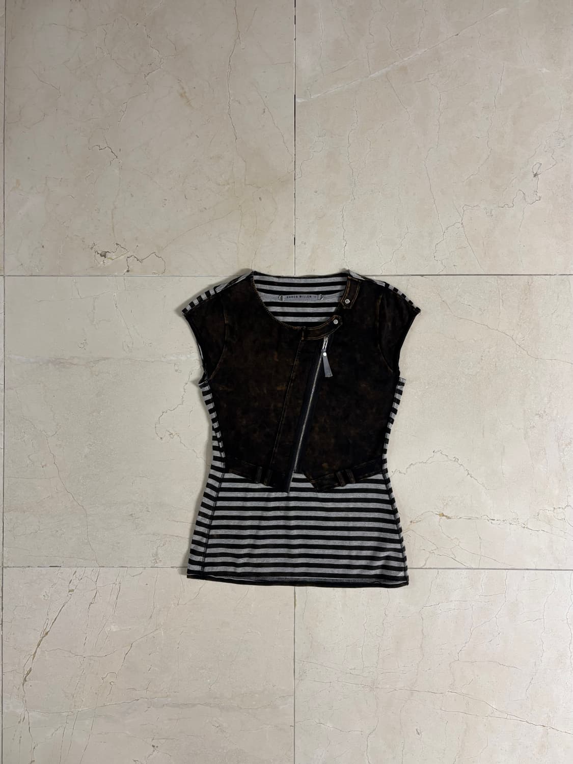 Karen Millen Layered Biker Tee  상품이미지5
