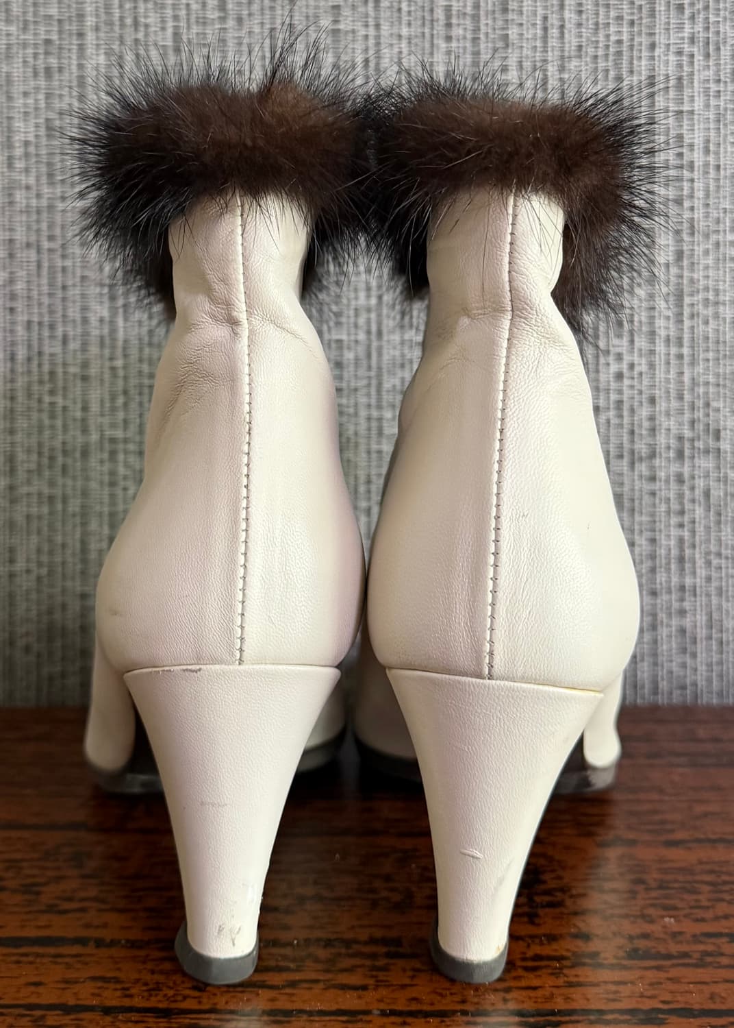 엘칸토 밍크털 아이보리 가죽 앵클 부츠 부티 신발 구두 235 상품이미지7