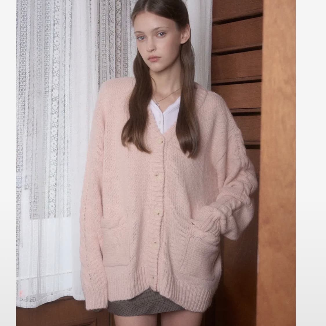 벨리아르 슈가 케이블 가디건 핑크 상품이미지2