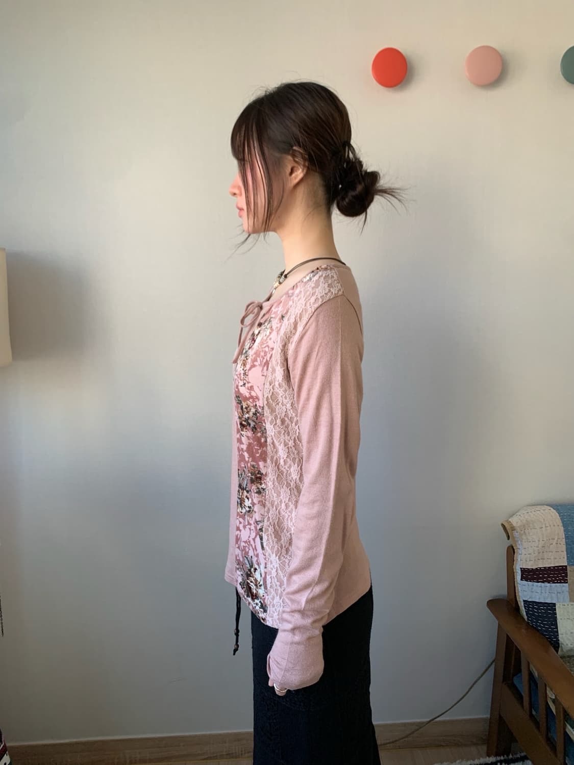 lace patchwork cotton top 상품이미지5